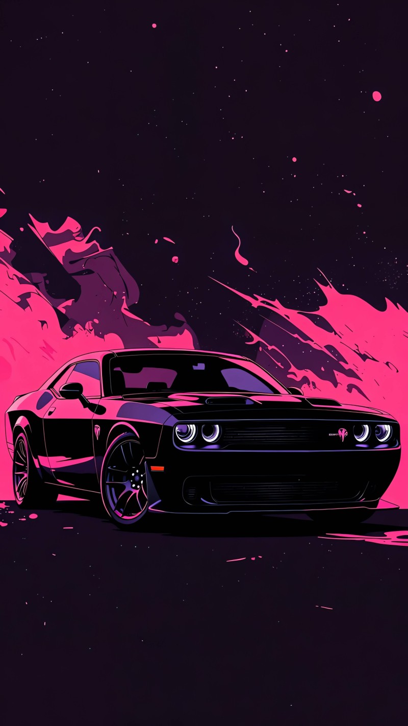 Stylized Challenger Pink Abstract Art 4K Abs Wallpaper