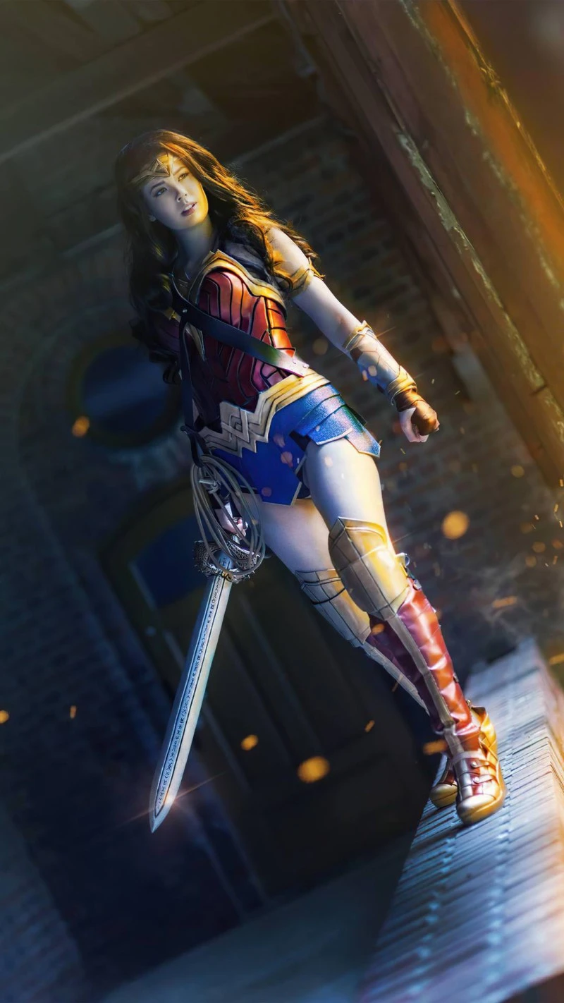 Wonder Woman Cosplay: Urban Warrior 4K Mobile Wallpaper