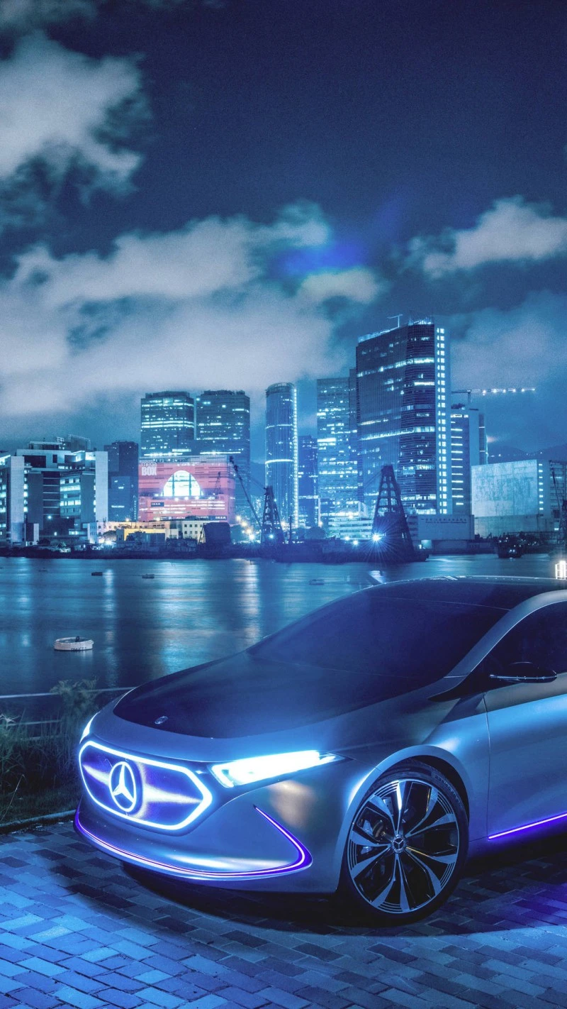 Mercedes-Benz Vision EQA at Night 4K Mobile Wallpaper