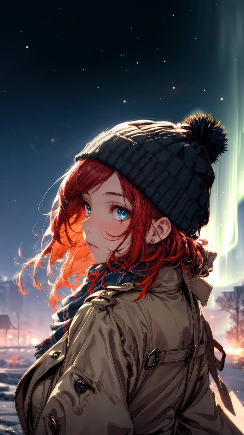 Anime Girl in Winter 4K Mobile Wallpaper