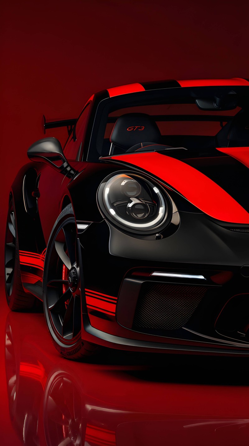 Red and Black Porsche GT3 Wallpaper iPhone Aesthetic 4K Red Wallpaper