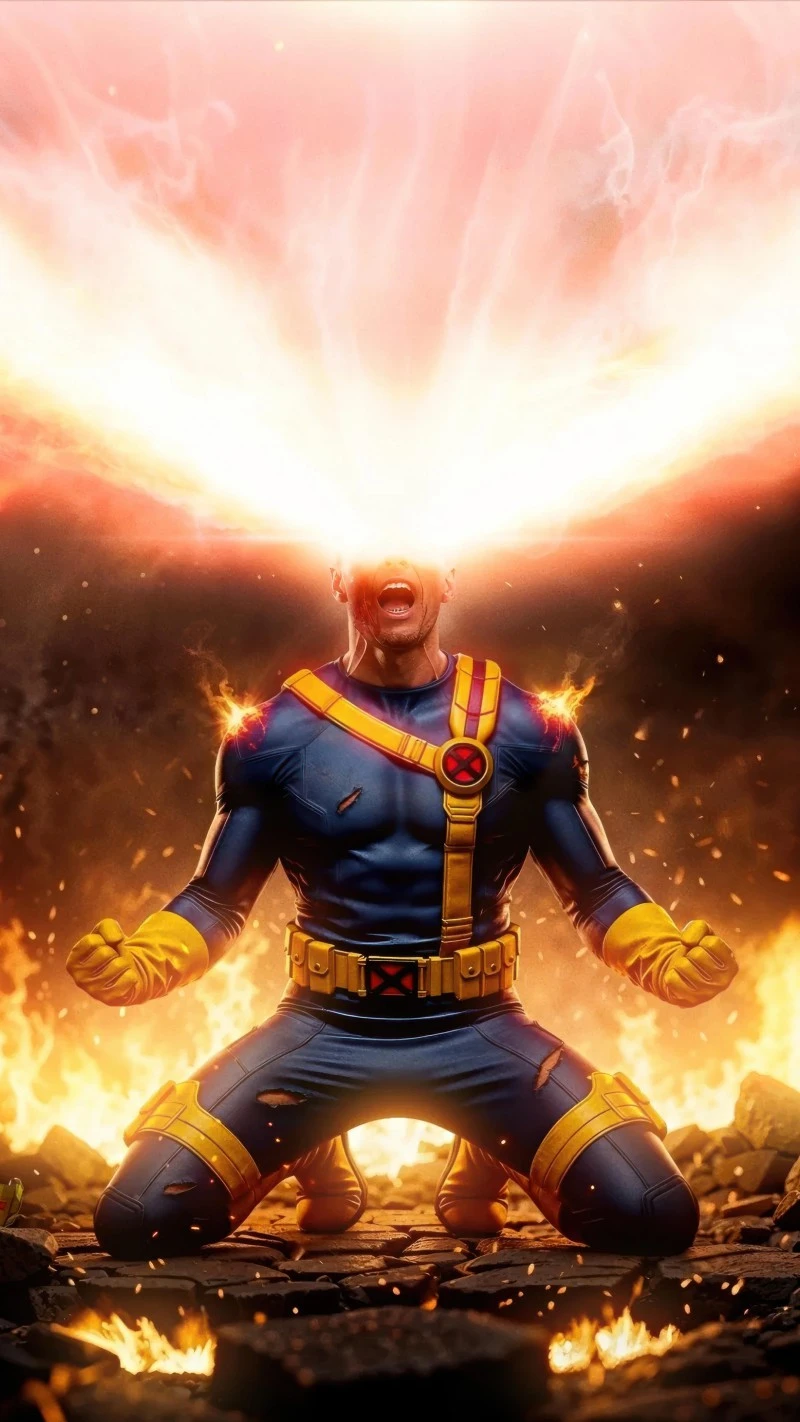 Cyclops Unleashes Fury 4K Mobile Wallpaper