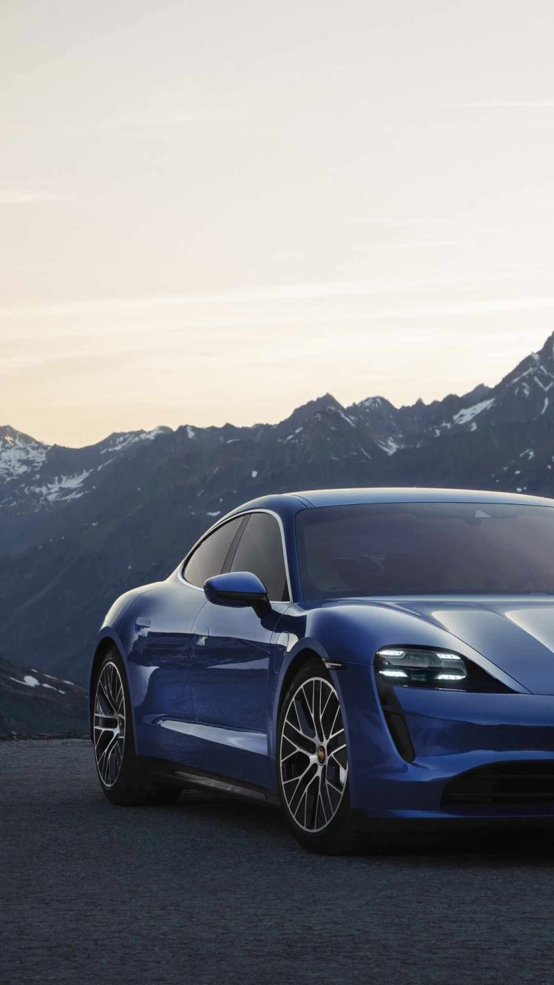 Mountain Majesty: Porsche Taycan 4K Mobile Wallpaper