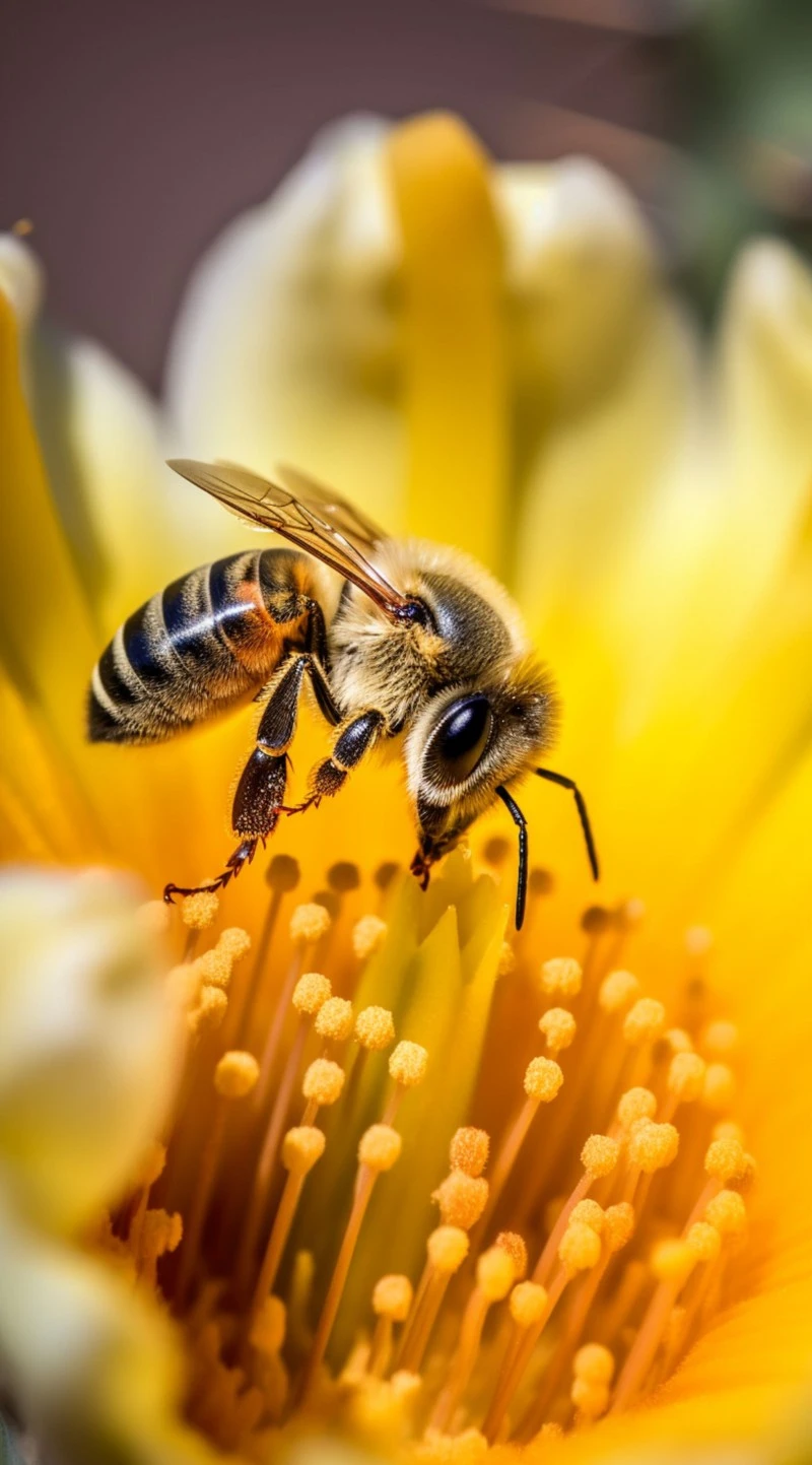 Bee on Flower 4K Mobile Wallpaper