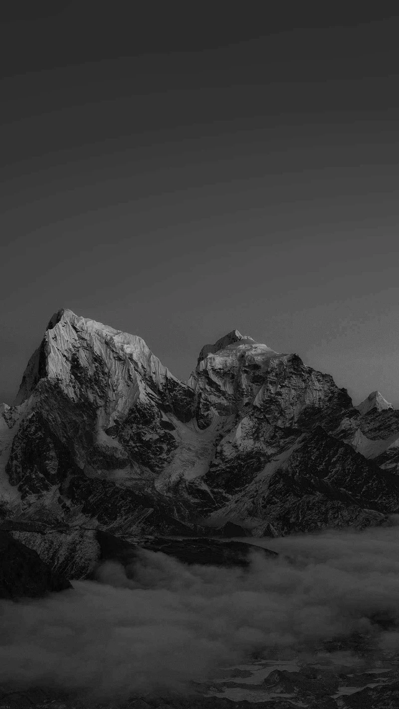 Monochromatic Mountain Peaks 4K Mobile Wallpaper