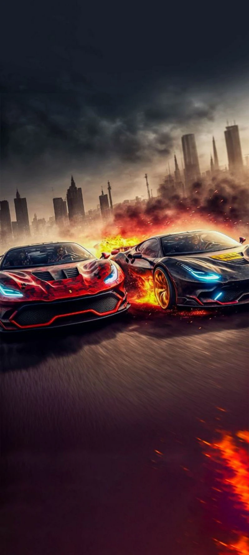City Car Race 4K Mobile Wallpaper