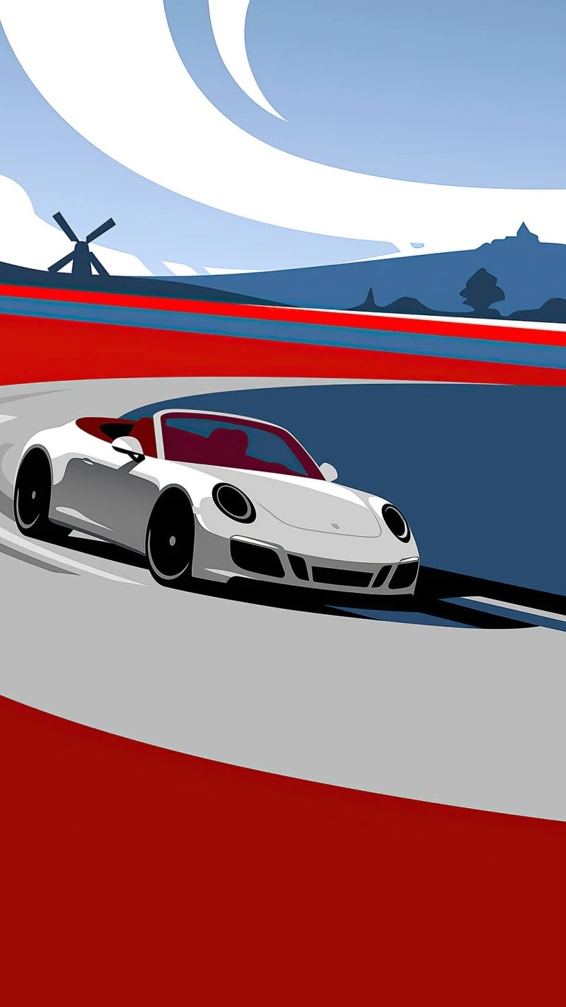 Porsche 911 Cabriolet on the Track 4K Mobile Wallpaper