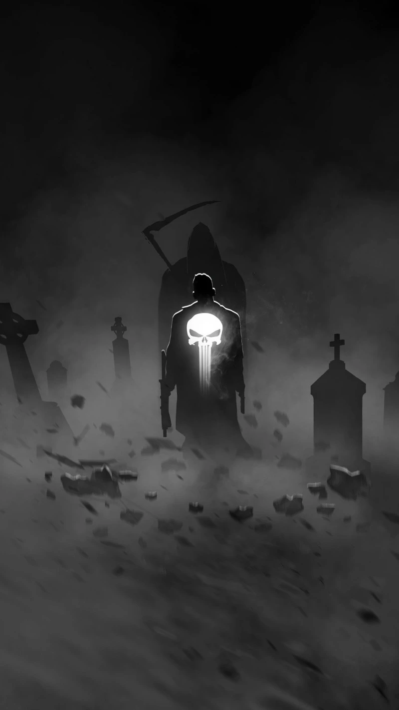Punisher in the Graveyard 4K Mobile Wallpaper