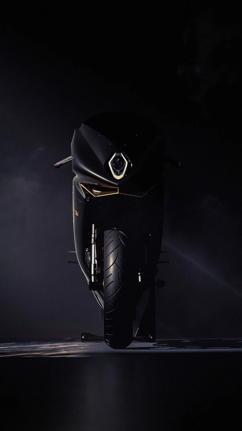 Sleek Black Motorcycle 4K Mobile Wallpaper