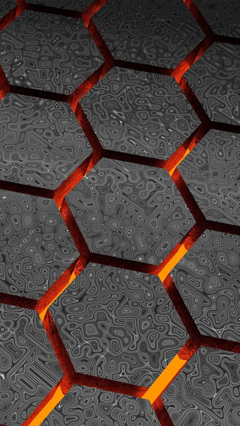 Neon Hexagonal Grid 4K Mobile Wallpaper