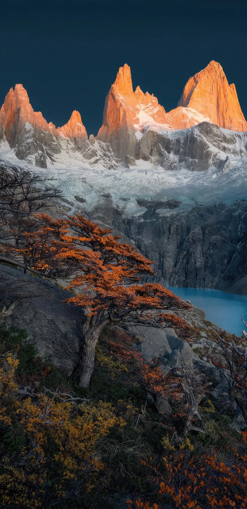 Fitz Roy Sunset 4K Mobile Wallpaper