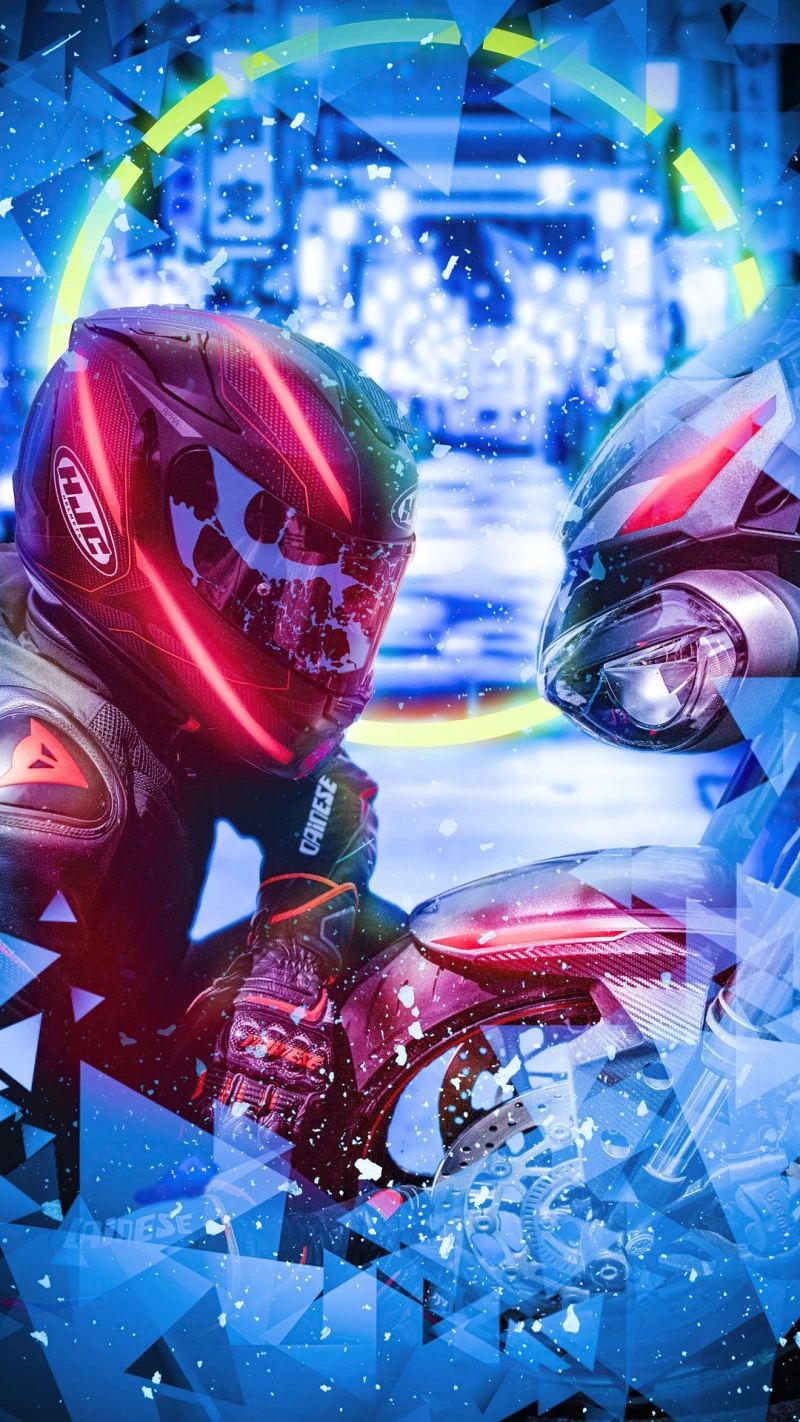 Neon Bikers 4K Mobile Wallpaper