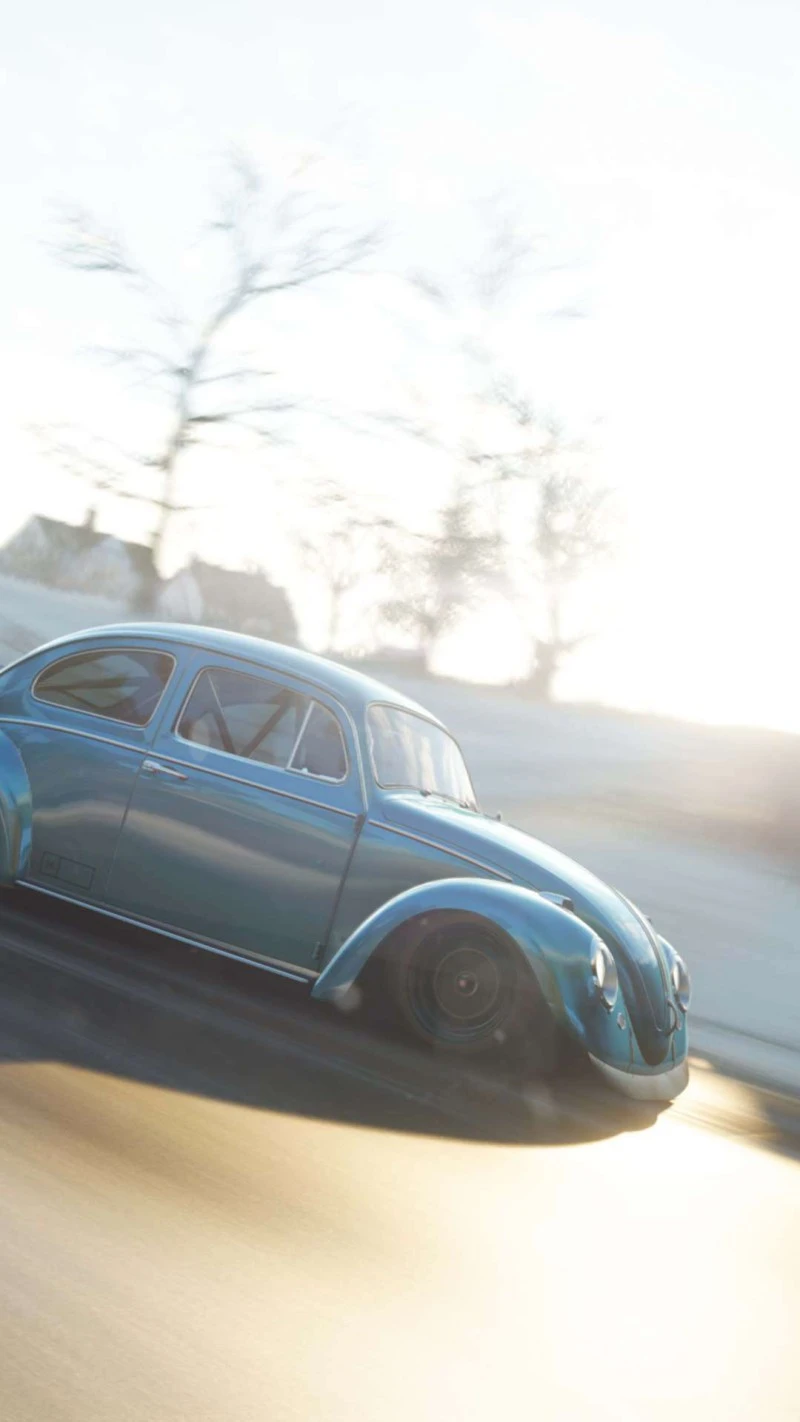 Vintage Volkswagen Beetle at Sunrise 4K Mobile Wallpaper