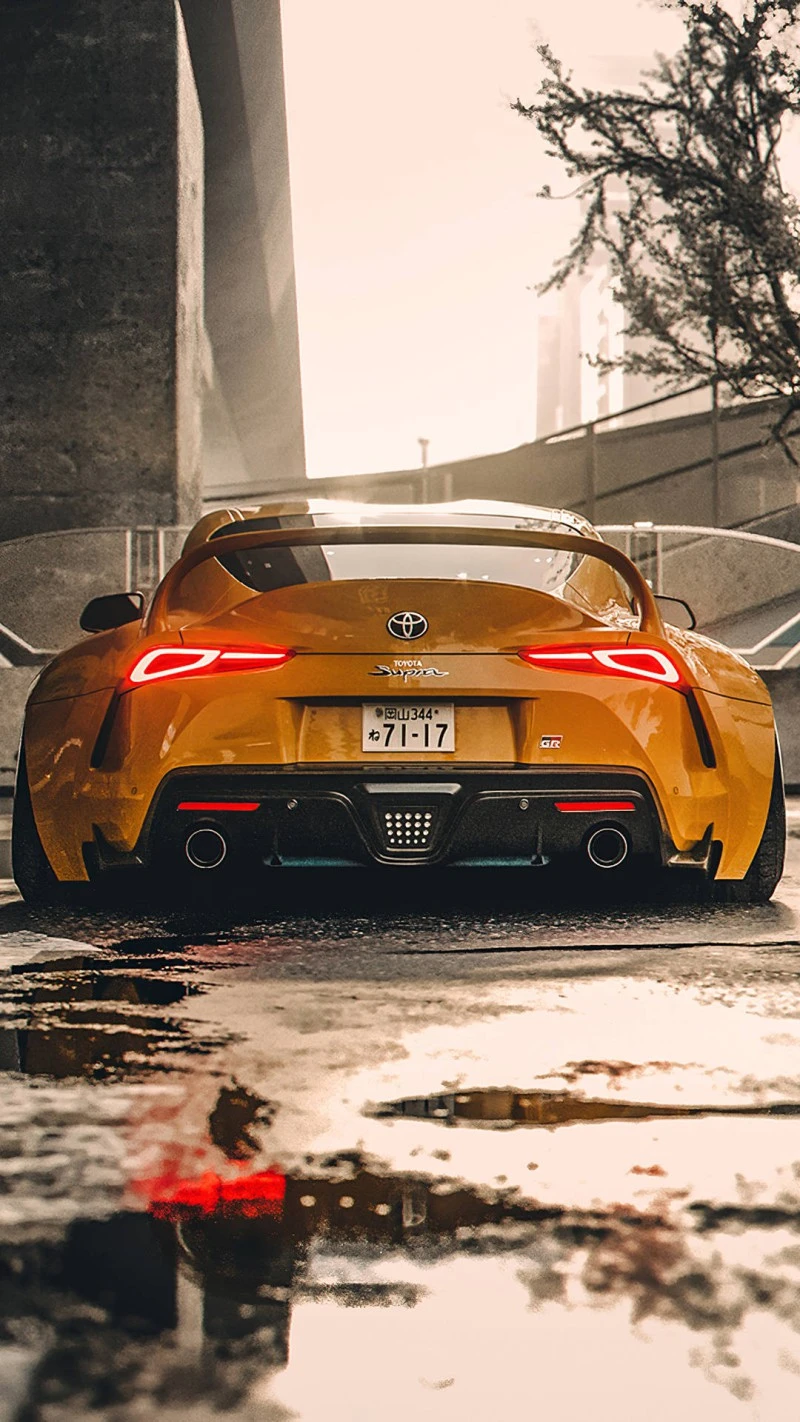 Yellow Toyota GR Supra 4K Mobile Wallpaper