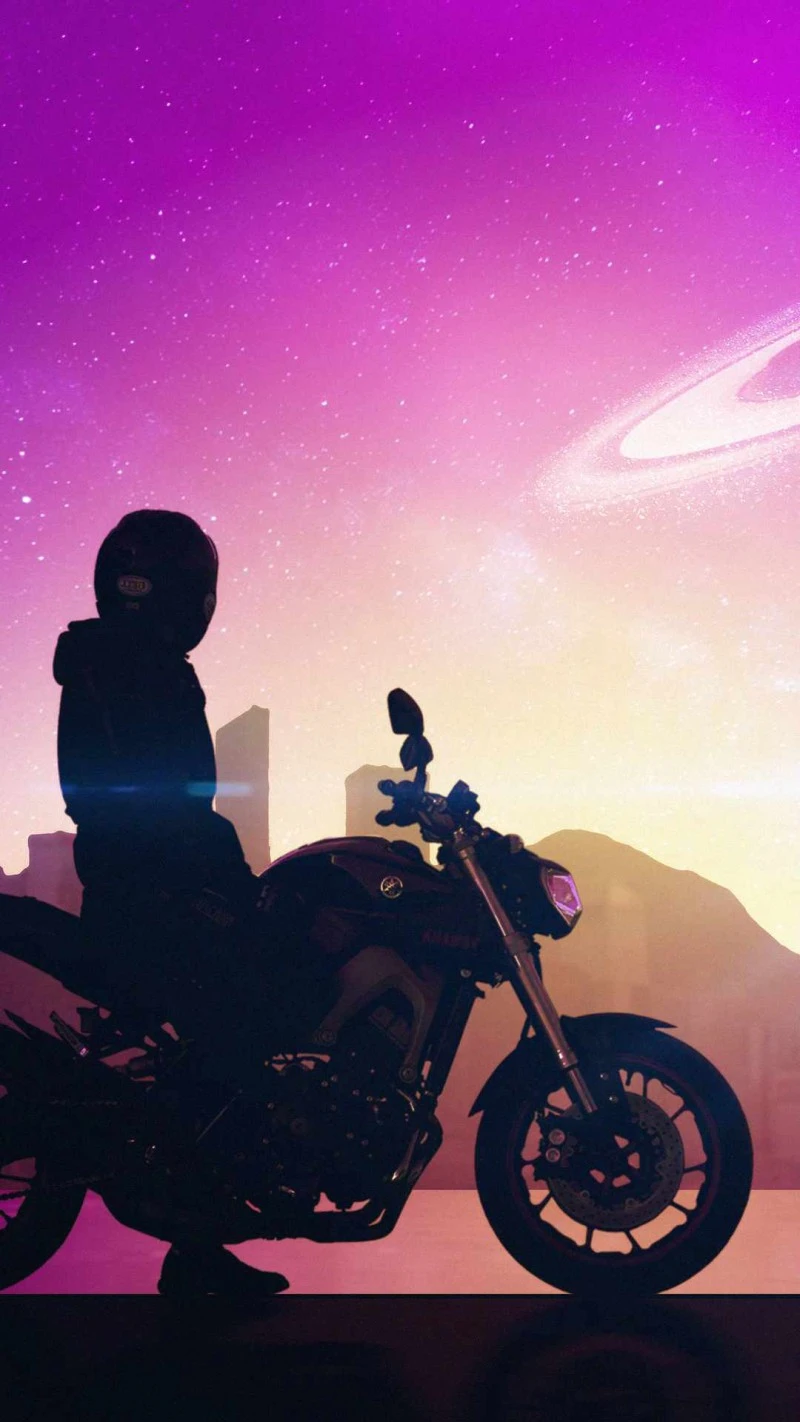 Silhouette Rider Under Cosmic Sky 4K Mobile Wallpaper