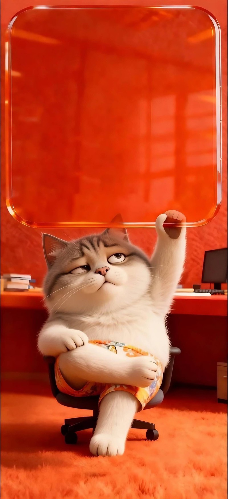 Funny Winking Cat Boss in Office 4K Wallpaper 4K Winking Wallpaper