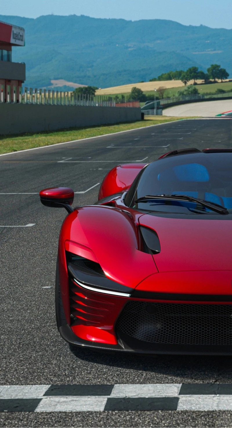 Red Sports Car on Racetrack 4K Mobile Wallpaper