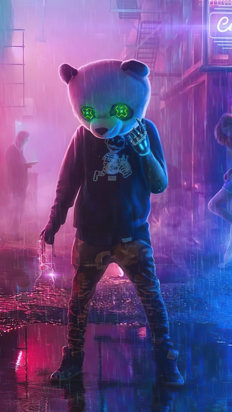 Panda in the Rain 4K Mobile Wallpaper