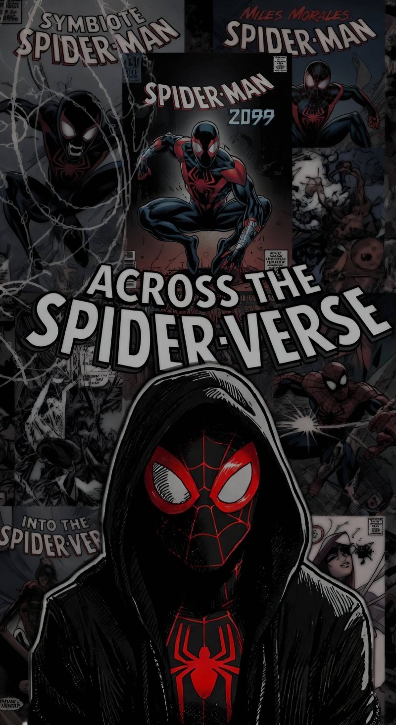 Miles Morales Symbiote Spider-Verse Comic Collage Wallpaper 4K Comic Wallpaper