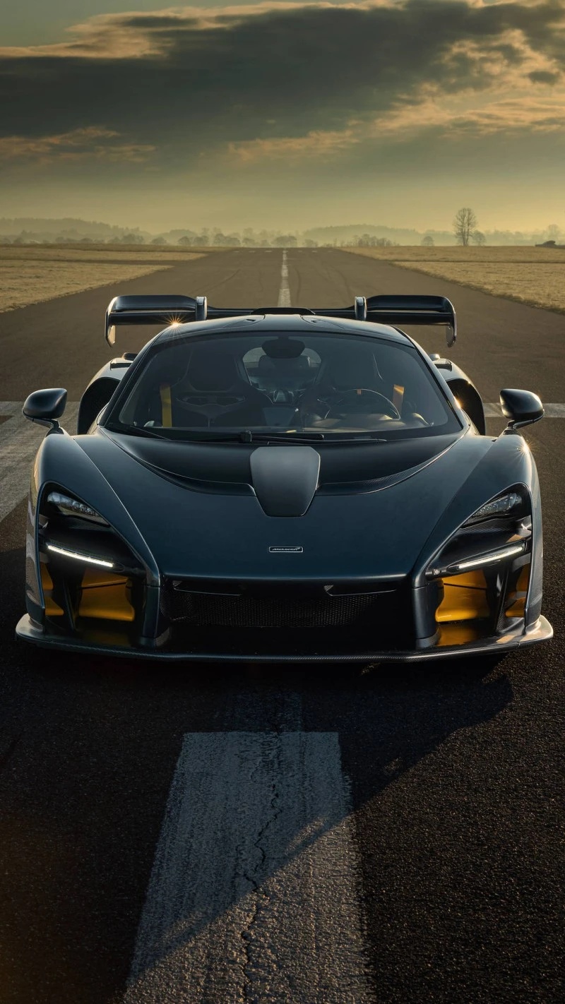 McLaren Senna on a Runway (Front View) 4K Mobile Wallpaper