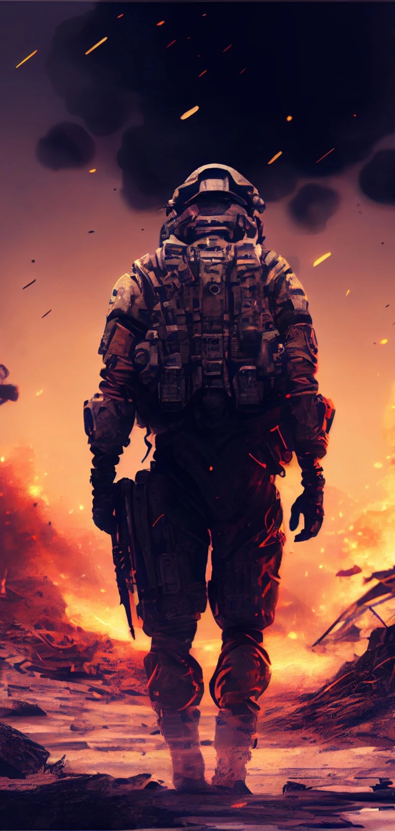AI-Generated Post-Apocalyptic Soldier 4K Mobile Wallpaper