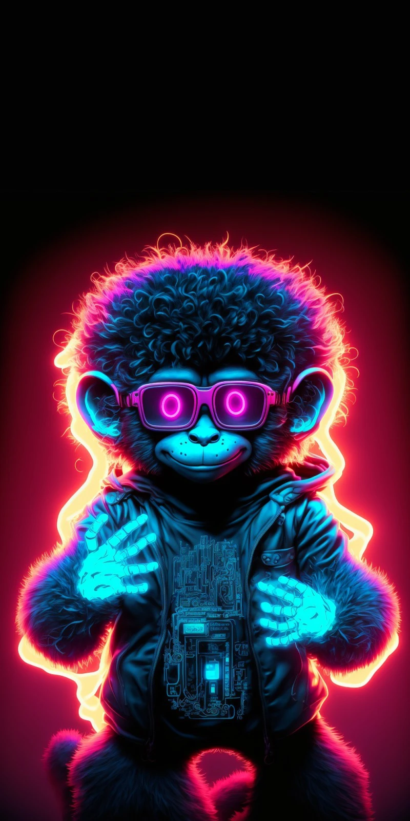 Neon Monkey 4K Mobile Wallpaper