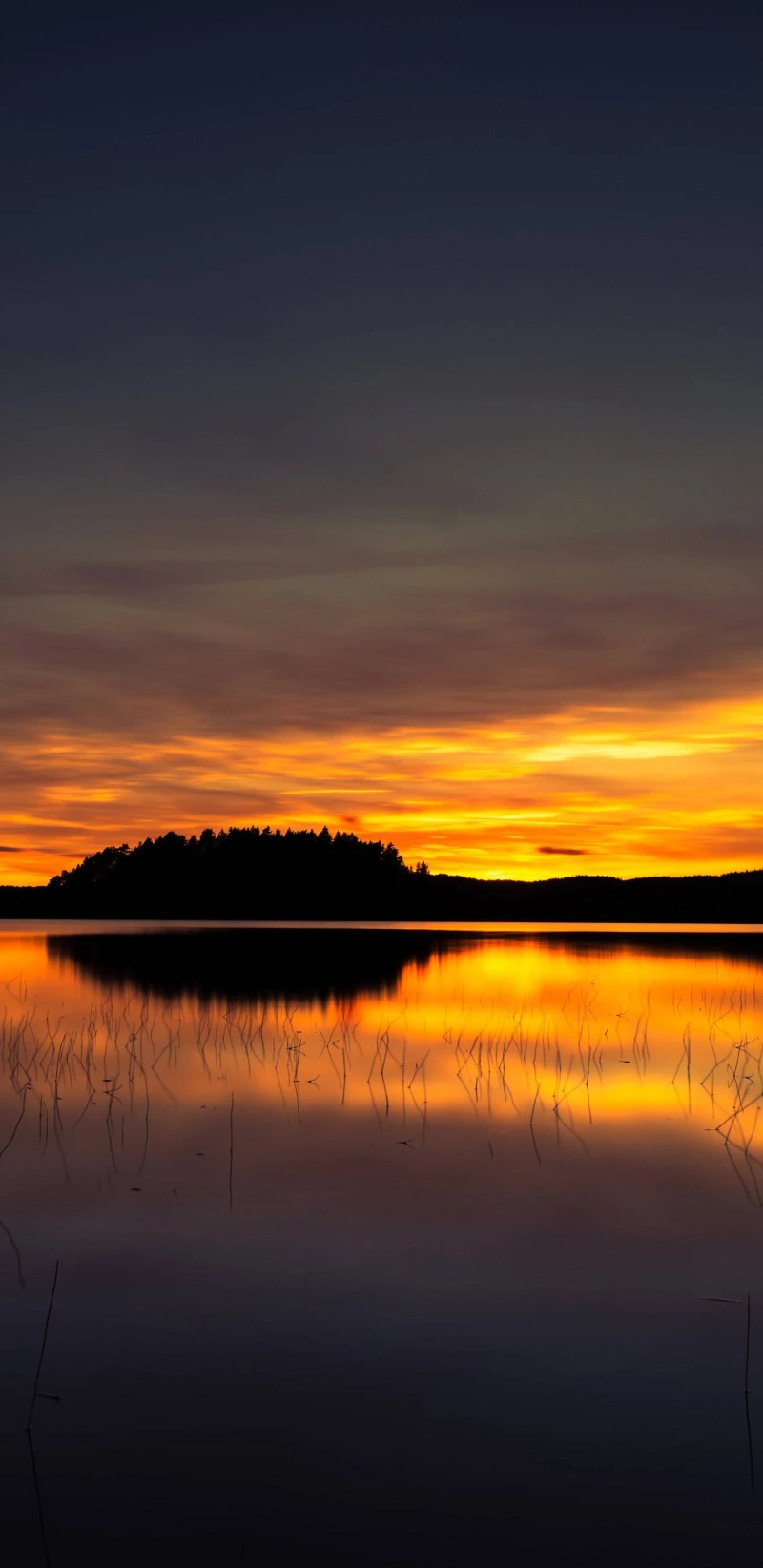 Serene Sunset Reflection on a Lake 4K Mobile Wallpaper