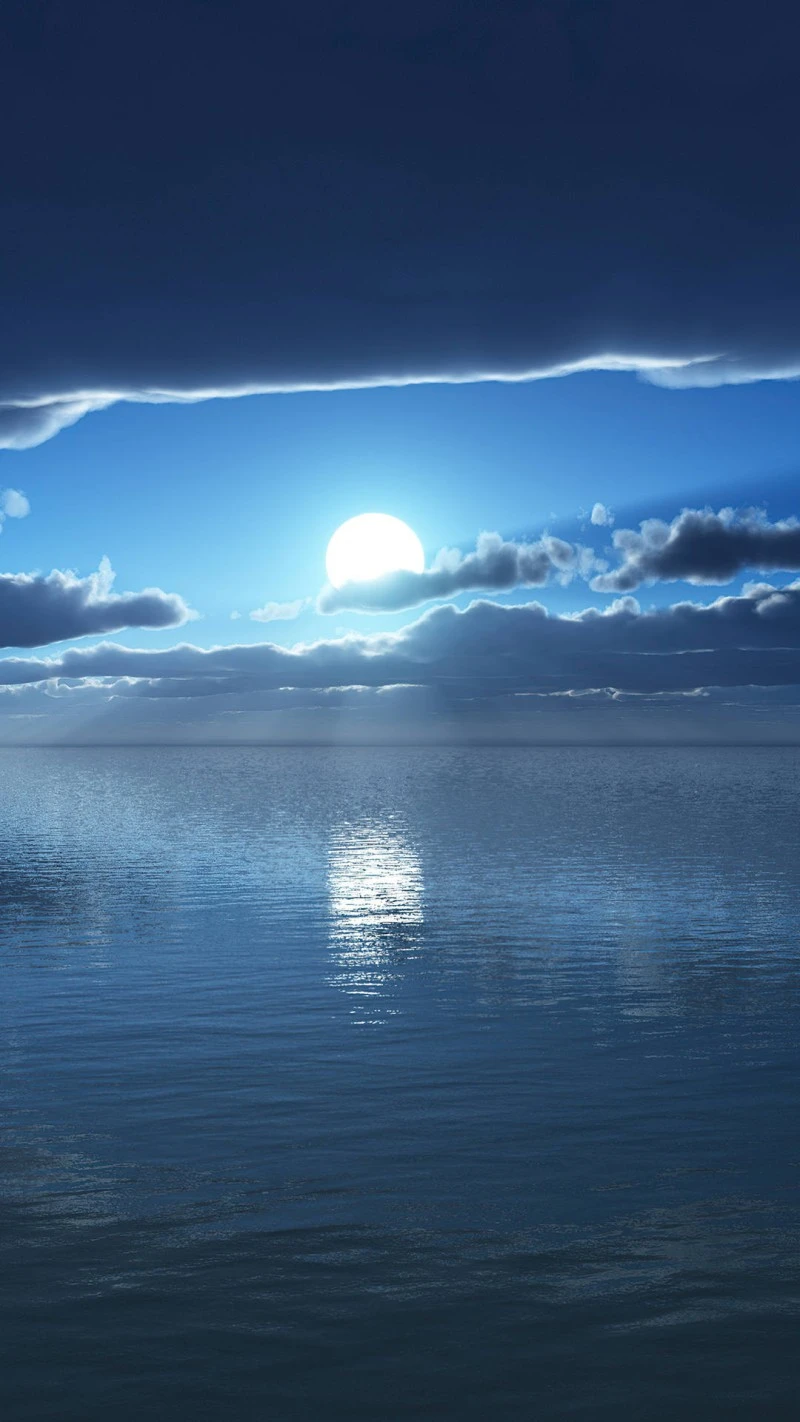 Moonlit Sea 4K Mobile Wallpaper