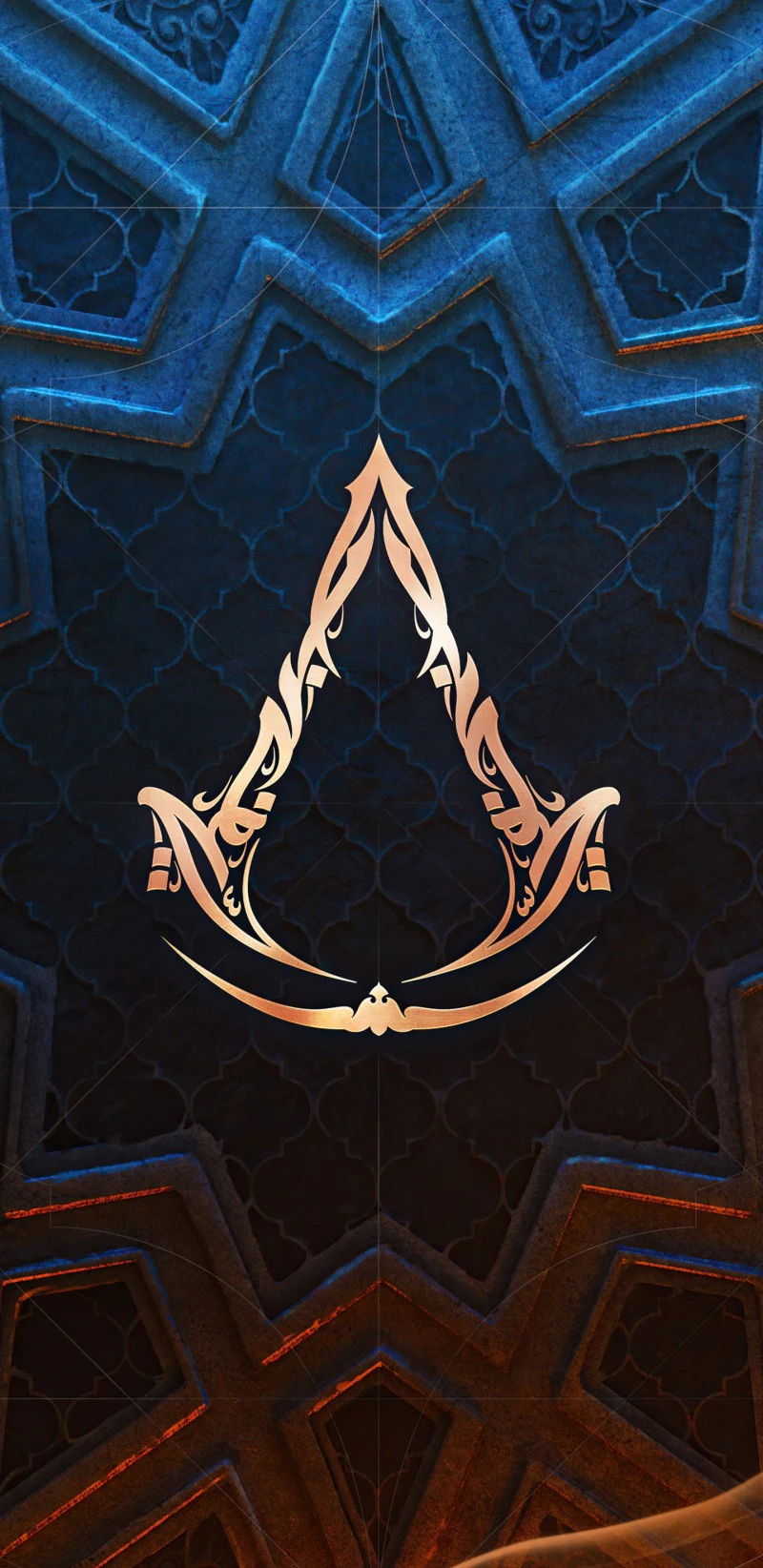 Assassin's Creed Logo with Islamic Pattern 4K Mobile Wallpaper