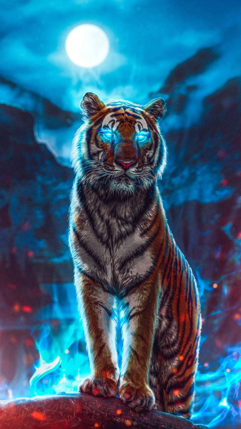 Fiery Tiger 4K Mobile Wallpaper
