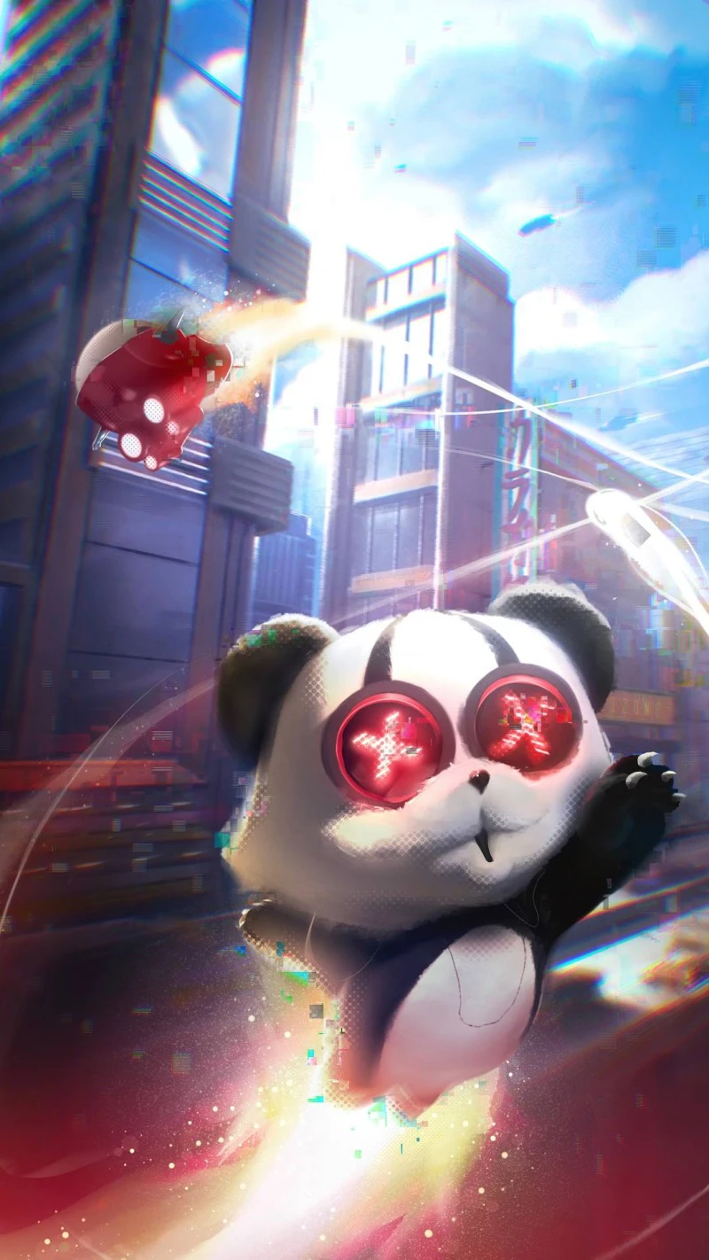 Flying Panda in City 4K Mobile Wallpaper
