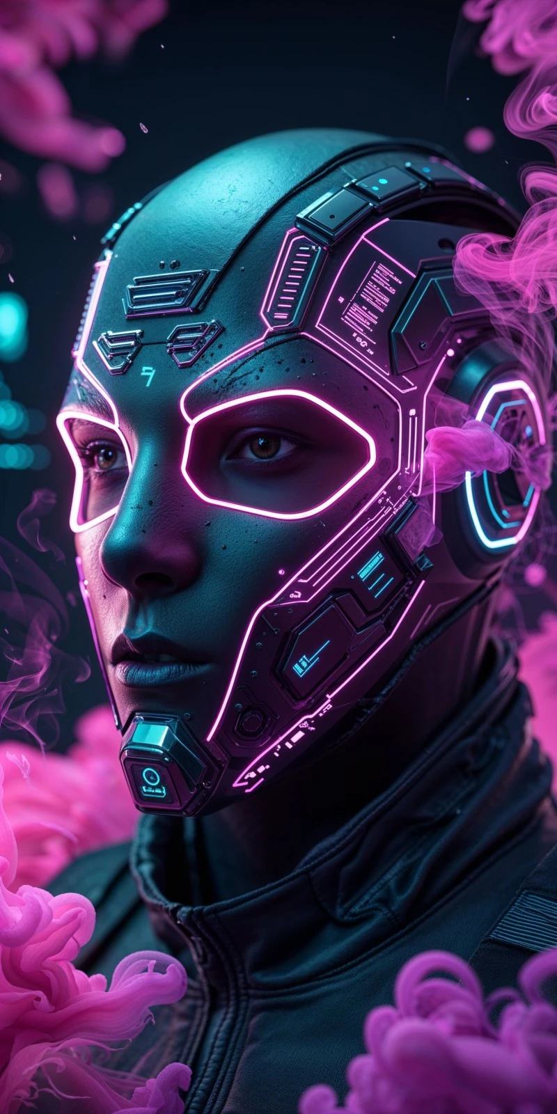AI-Enhanced Cyborg Portrait 4K Mobile Wallpaper