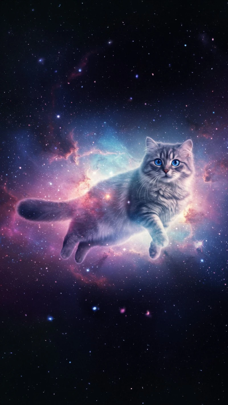 Cosmic Cat 4K Mobile Wallpaper