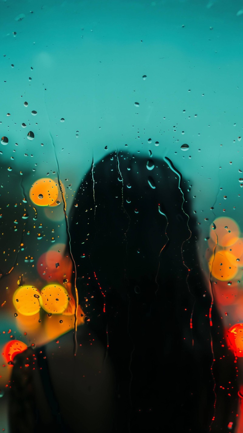 Rainy Window Bokeh City Lights Silhouette Aesthetic 4K Wind Wallpaper