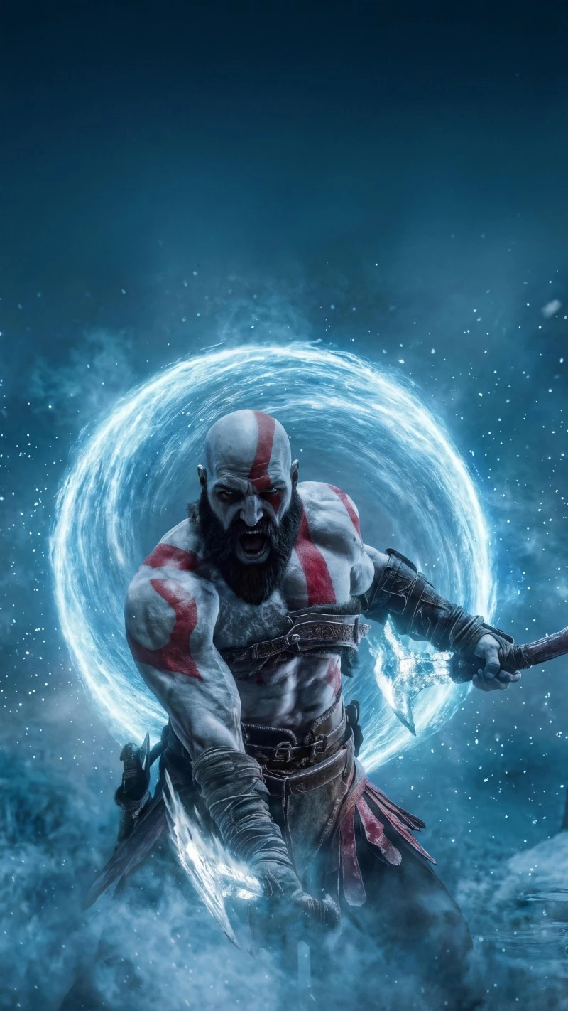 Kratos Unleashing Fury 4K Mobile Wallpaper