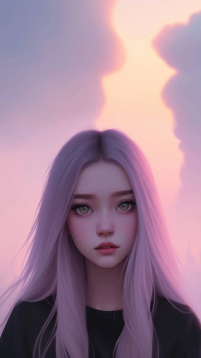 Anime Girl with Purple Hair 4K Mobile Wallpaper