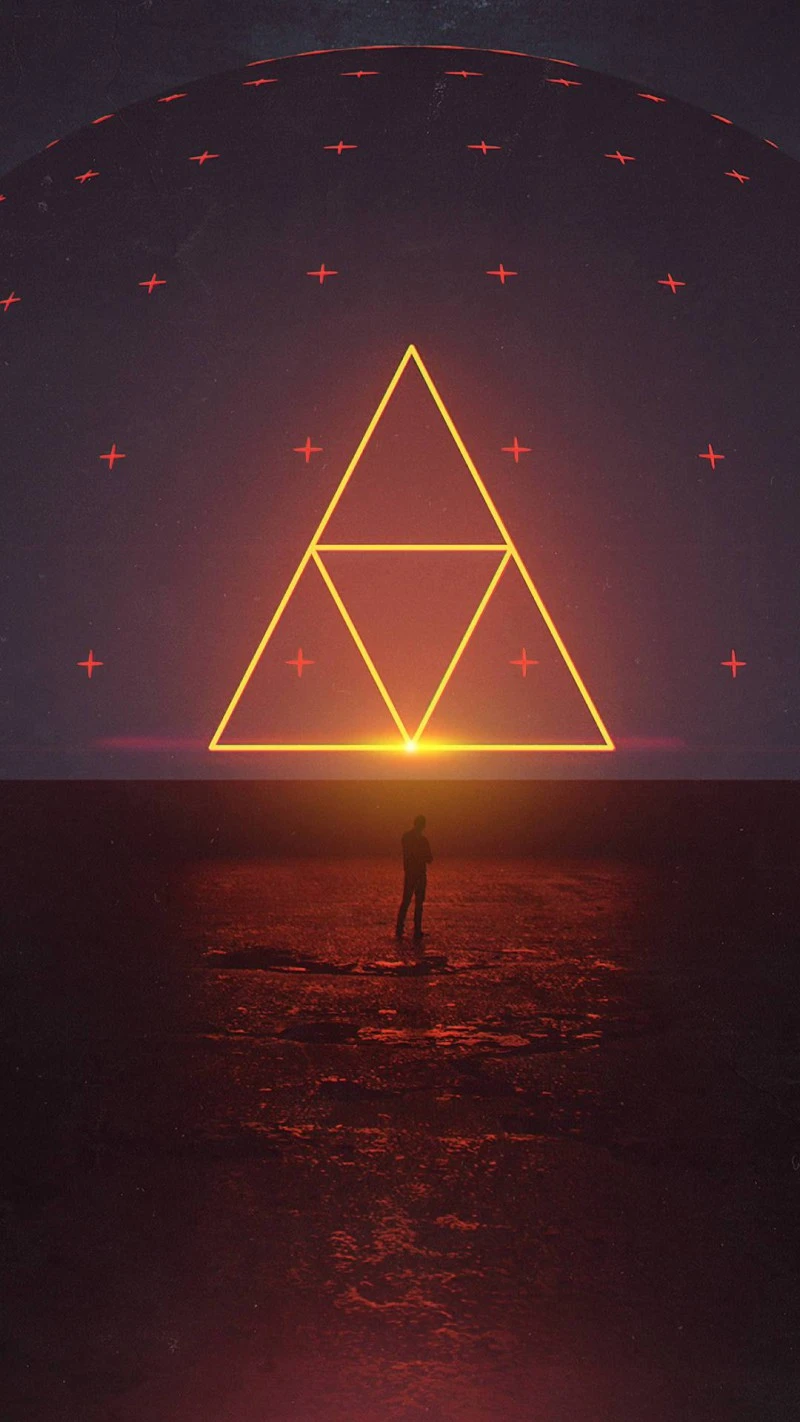 Neon Triangle Gateway 4K Mobile Wallpaper
