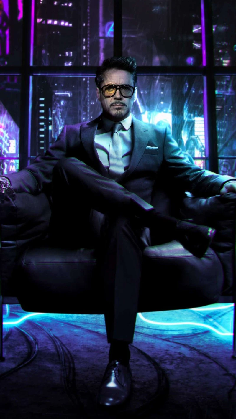 Iron Man in Cyberpunk City 4K Mobile Wallpaper