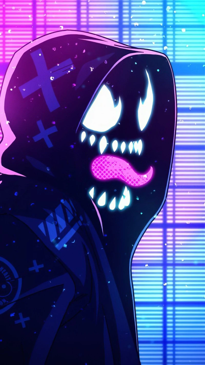 Venom Neon Hoodie 4K Mobile Wallpaper