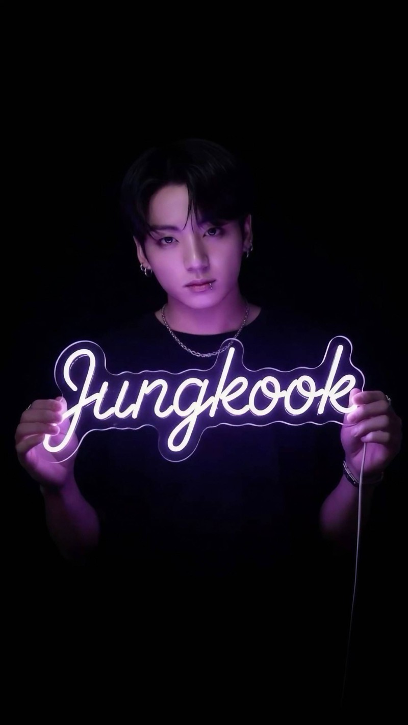 Jungkook Neon Sign Aesthetic K-Pop Idol Wallpaper 4K Idol Wallpaper