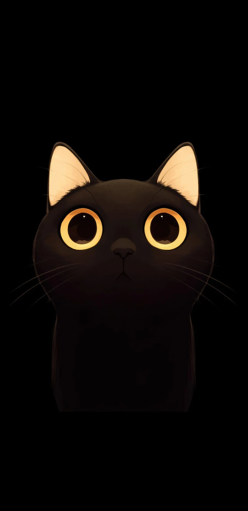 Adorable Black Cat with Big Eyes 4K Mobile Wallpaper