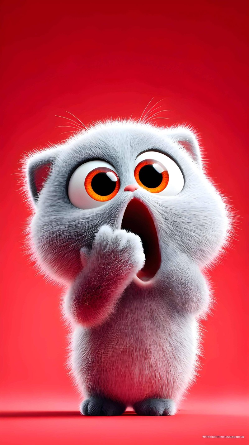 Surprised Cartoon Cat 4K Eye Wallpaper