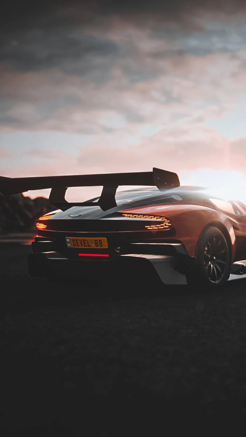 Aston Martin Valkyrie Rear View at Sunset 4K Mobile Wallpaper