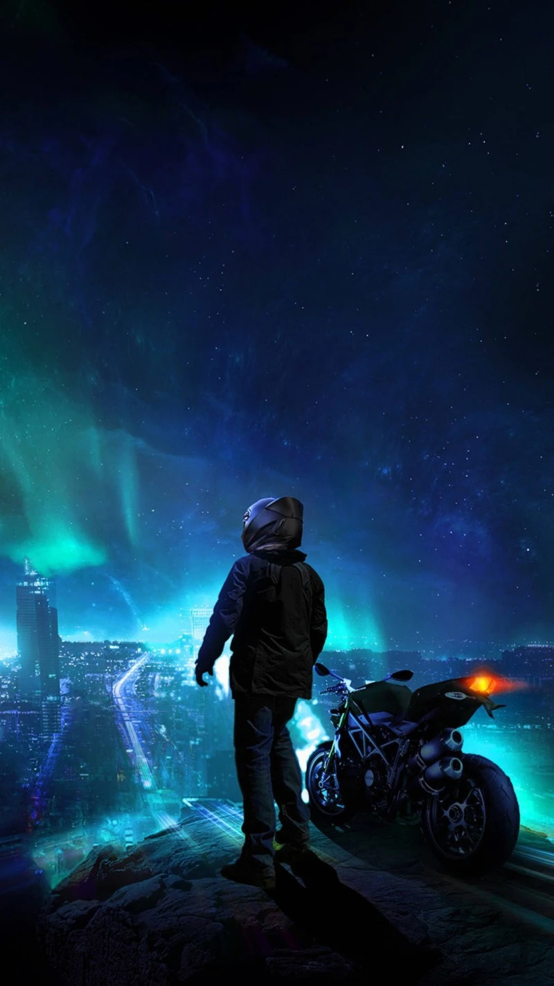 Night Rider's Aurora 4K Mobile Wallpaper