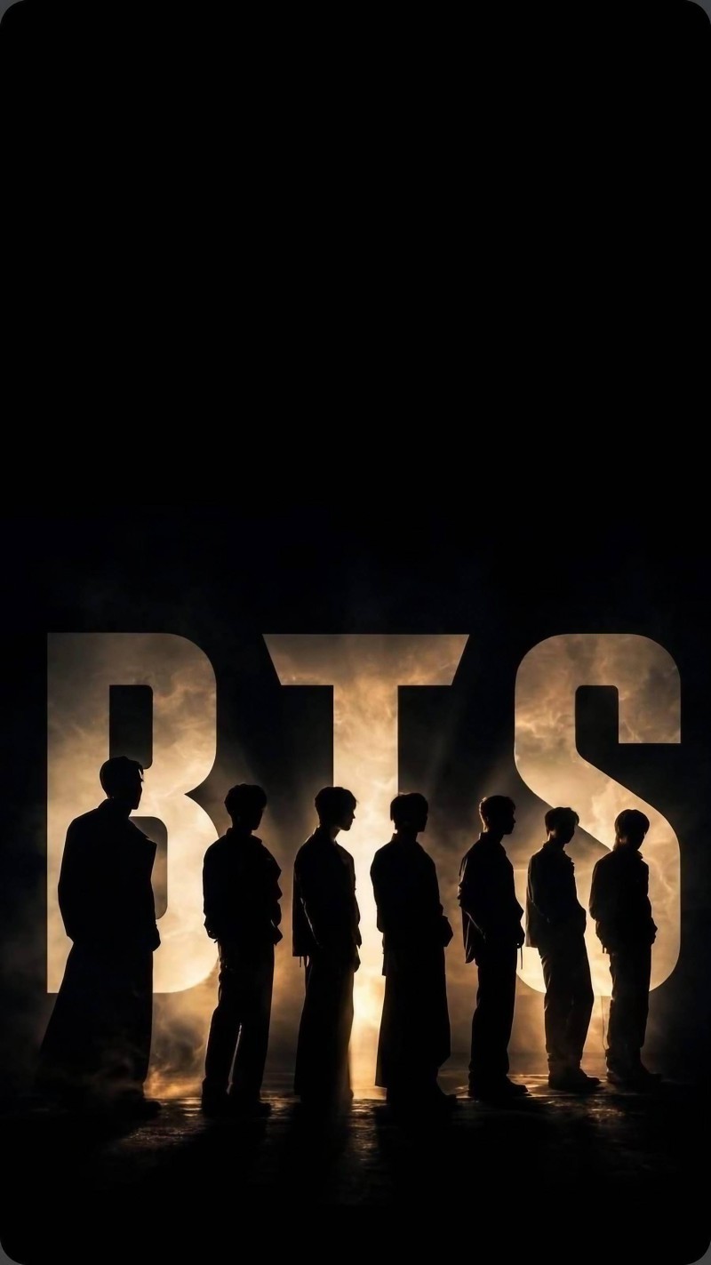 BTS Silhouette Glowing Logo K-Pop Group Wallpaper 4K Group Wallpaper