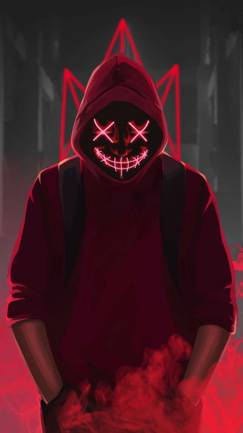 Red Hooded Figure 4K Mobile Wallpaper
