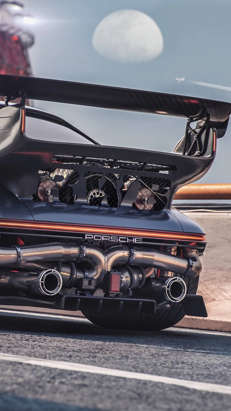 Porsche 911 Turbo with Exposed Engine 4K Mobile Wallpaper