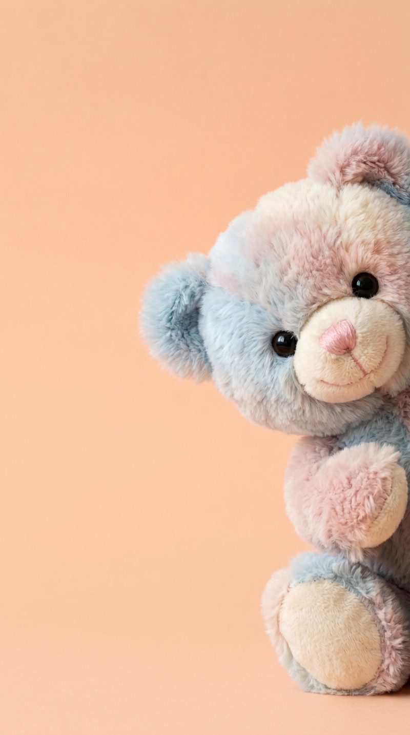 Soft Pastel Teddy Bear Vertical Phone Wallpaper for Mobile 4K Bear Wallpaper