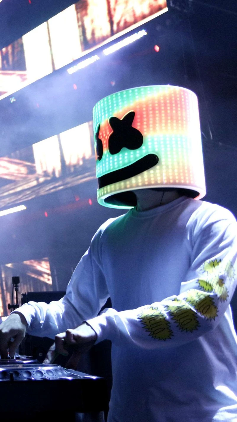 Marshmello with LED Helmet 4K Mobile Wallpaper