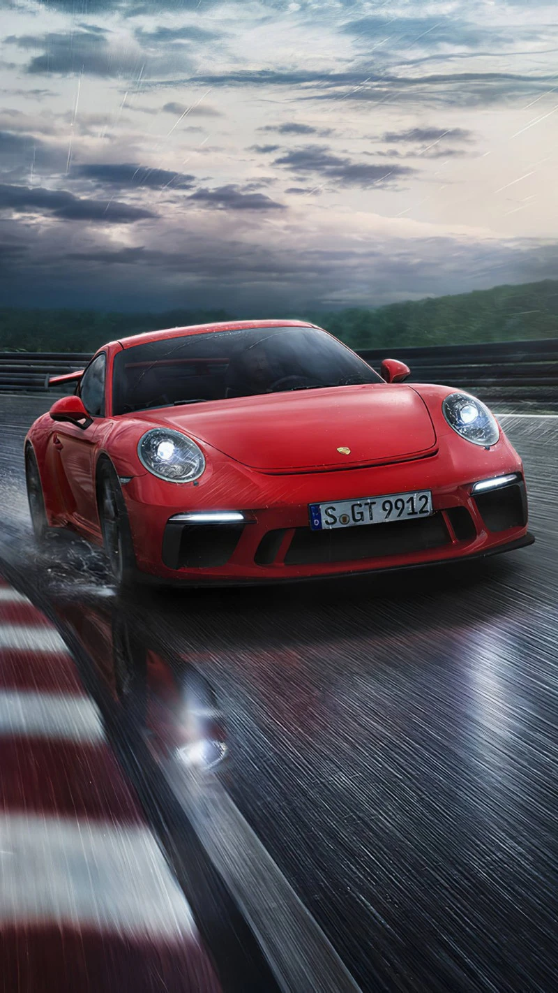 Porsche 911 GT3 in the Rain 4K Mobile Wallpaper